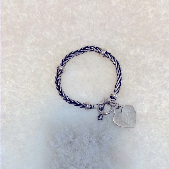 Sterling Silver Toggle Bracelet with heart charm - Picture 3 of 8